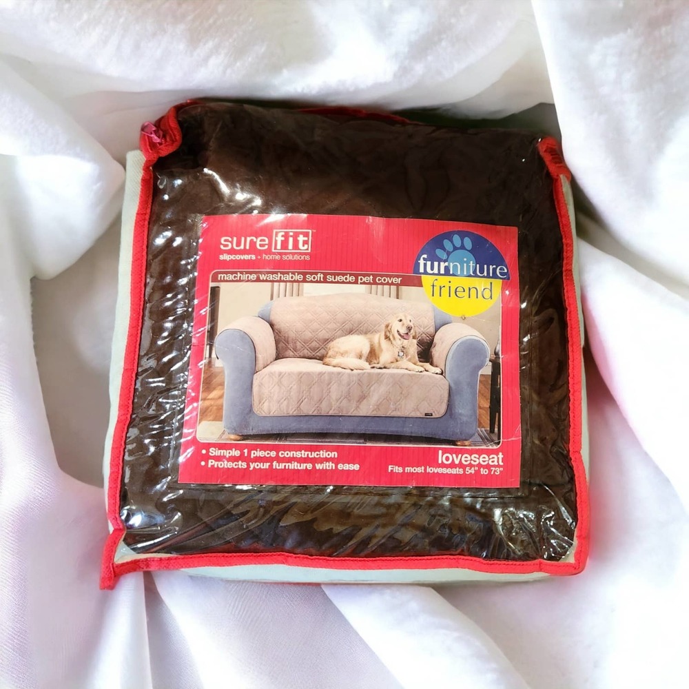 Surefit Slipcover pet furniture protector loveseat Chocolate Suede Waterproof